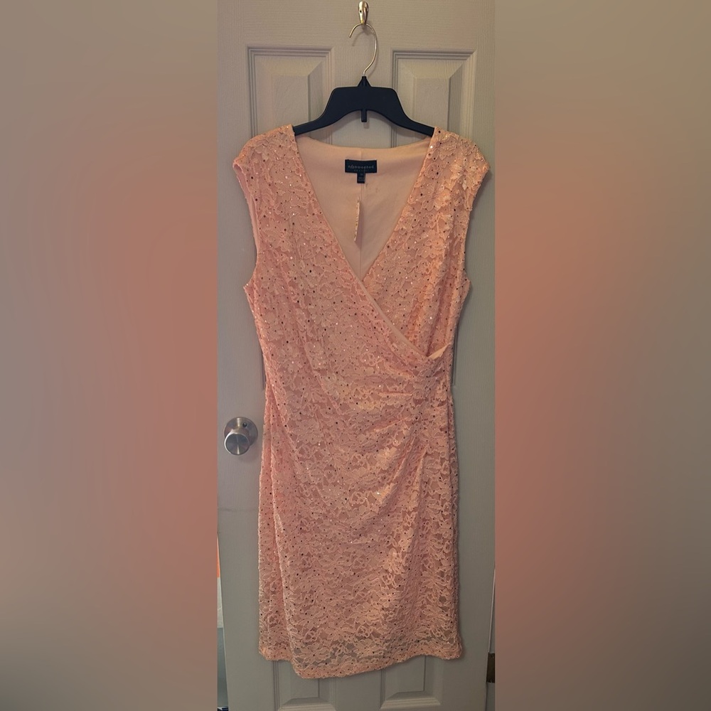 Connected Apparel Peach Lace Dress